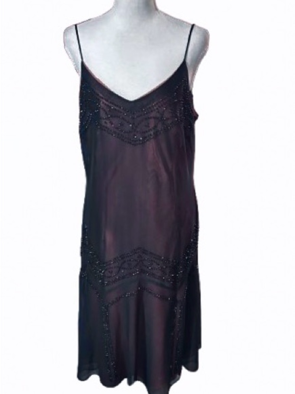 Vintage Large S & L Designs Illusion Mesh Beaded Fairy Flapper 1920s Style Sheer